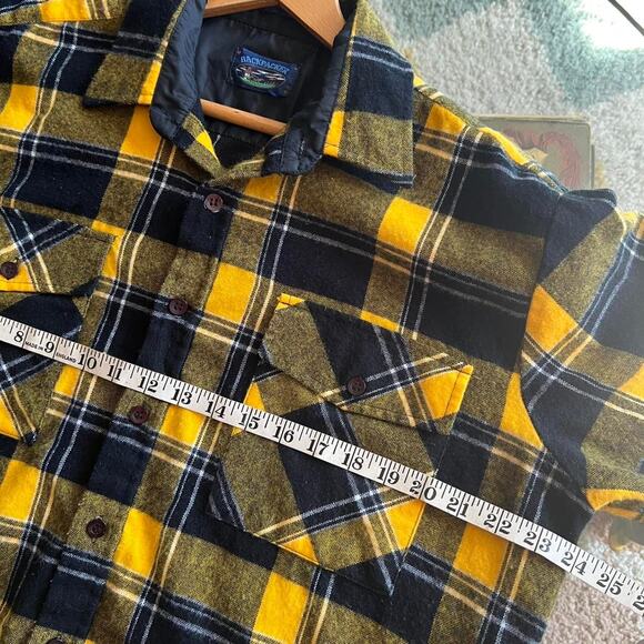 Vintage 80s Backpacker Plaid Flannel | Yellow & Black | Size L - Picture 6 of 8